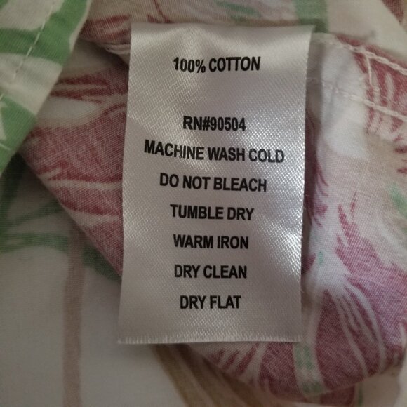 VSTR Men's XXL Off White Cotton Floral Hawaiian Short Sleeved Button Up Shirt - Picture 16 of 16